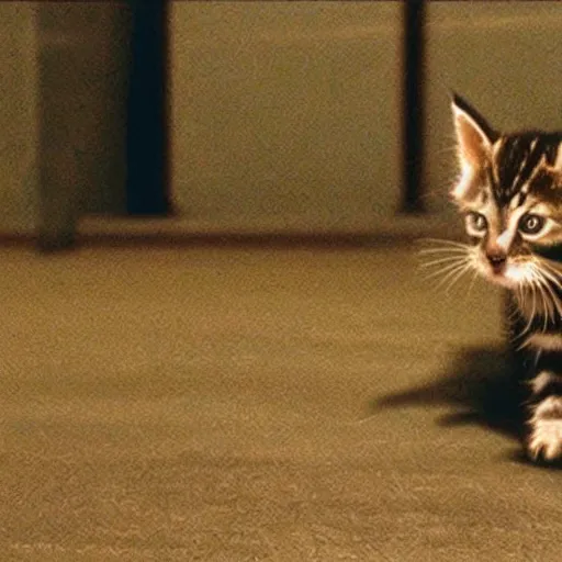 Image similar to A kitten in the matrix movie, cinematic, still from the Matrix