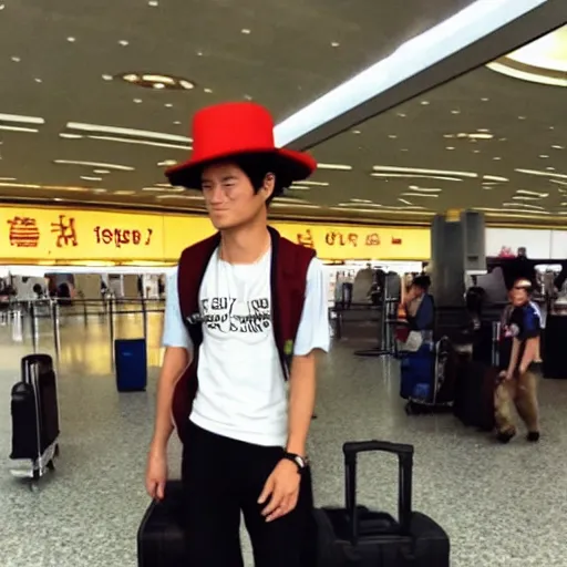 Prompt: “ luffy at a airport ”