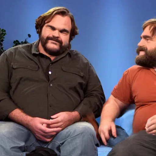 Prompt: jack black on between two ferns, zack galifinakis, found footage