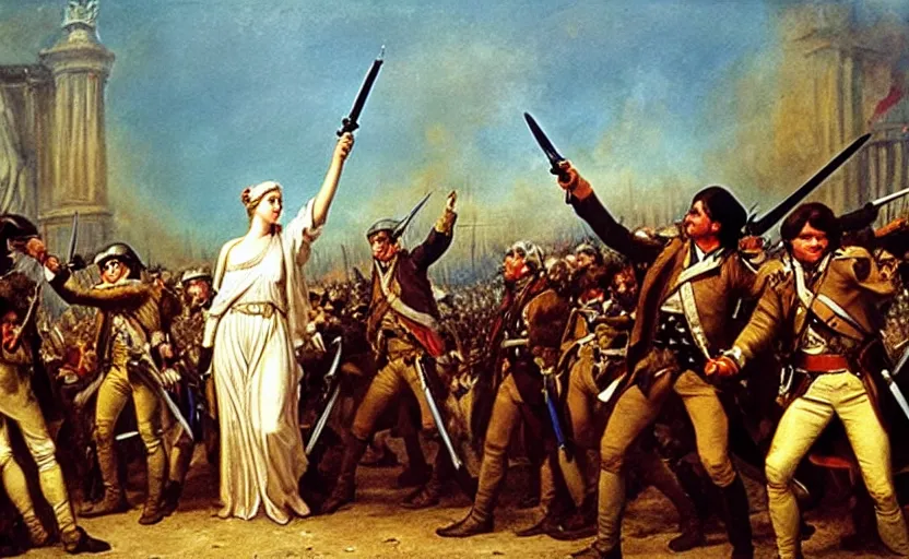 Prompt: liberty leading the people, french revolution, jedi, ewoks, oil on canvas
