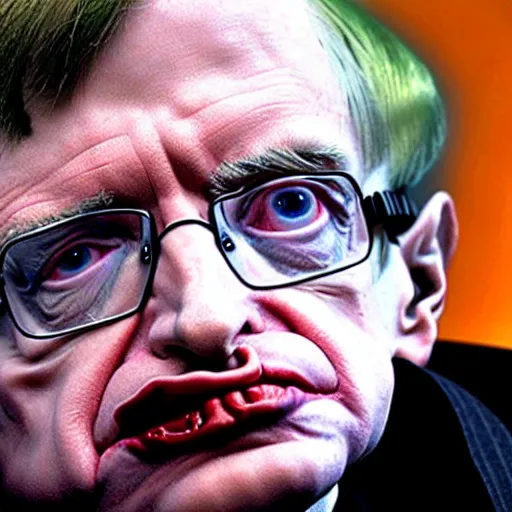 Prompt: ' stephen hawking playing the joker in the latest batman. the joker played by stephen hawking