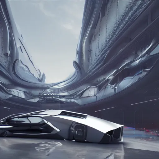 Prompt: full lenght sci-fi cars in the coronation of napoleon painting and point cloud in the middle and everything in form of zaha hadid architects artwork by caravaggio unreal engine 5 keyshot octane lighting ultra high detail ultra hyper realism 8k 16k in plastic dark tilt shift full-length view