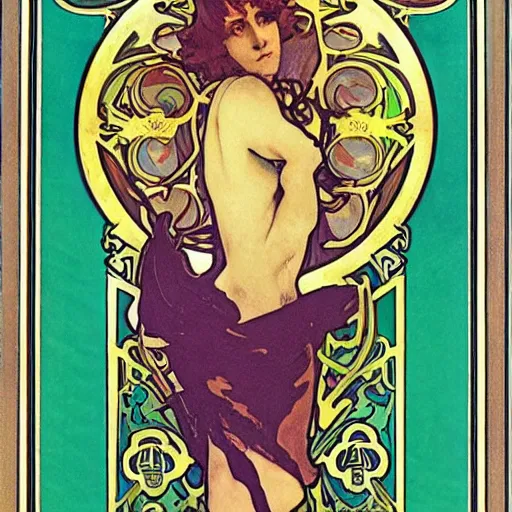 Image similar to Shaggy Rogers poster by Alphonse Mucha Art Nouveau-H 900