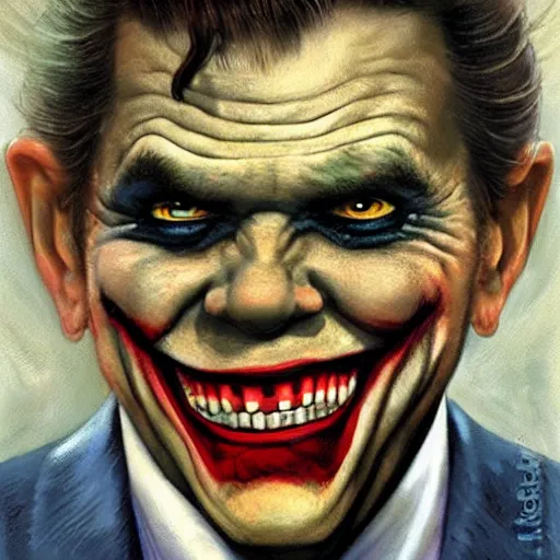 portrait of kenneth copeland as the joker, by jon | Stable Diffusion ...