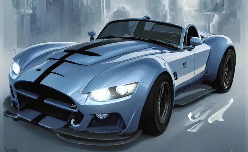 Prompt: shelby cobra, soft grey and blue natural light, intricate, digital painting, artstation, concept art, smooth, sharp focus, illustration, art by greg rutkowski and luis rollo and uang guangjian and gil elvgren, symmetry!