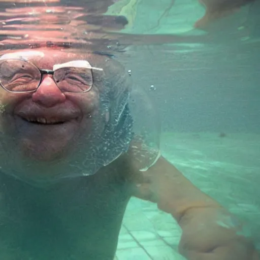 Image similar to a smiling old man hidden under water