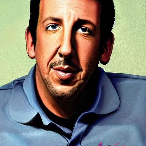 Image similar to adam sandler painting 4 k detailed super realistic