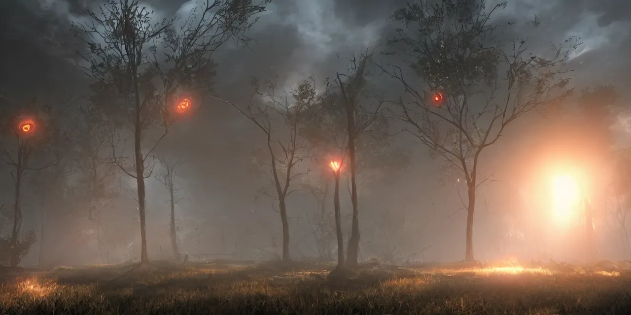 Image similar to war of the worlds, volumetric lighting, cinematic, unreal engine