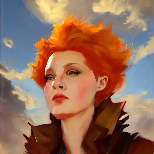 Image similar to greg manchess portrait painting of ginger beautiful princess as dragon age character, medium shot, asymmetrical, profile picture, organic painting, sunny day, matte painting, bold shapes, hard edges, street art, trending on artstation, by nick thornborrow