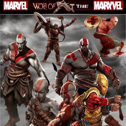 Image similar to god of war in the style of marvel