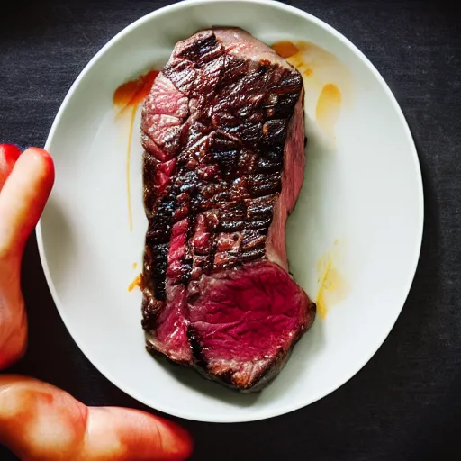 Prompt: A perfectly cooked medium rare steak with the perfect shape of a guitar, food photography, 35mm, macro