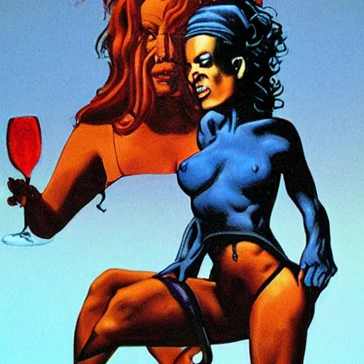 Image similar to blue skunk by richard corben style