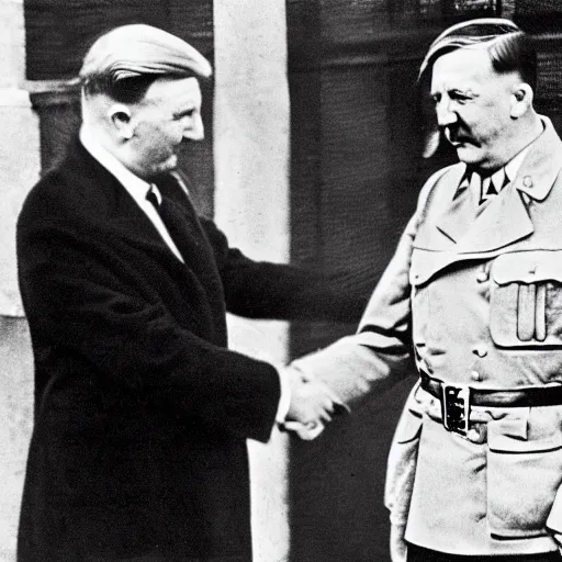 Prompt: trump shaking hands with hitler