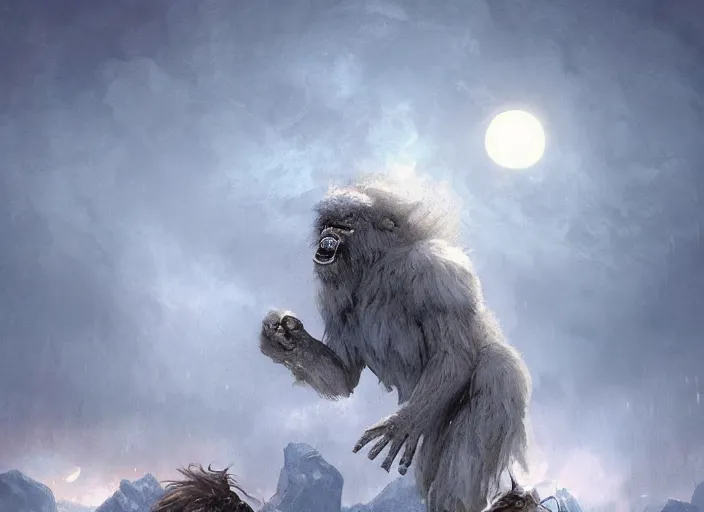 prompthunt: baby yeti in the snowy forest by grant morrison, hyperdetailed,  artstation, cgsociety, 8 k