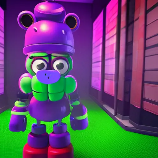 Image similar to funtime freddy from five nights at freddy's : sister location sitting in a green void, unreal engine