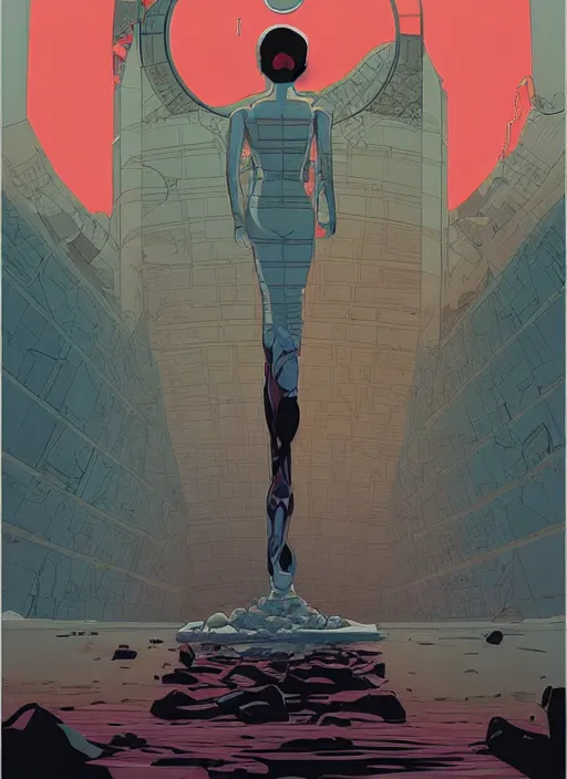 Image similar to poster artwork by Michael Whelan and Tomer Hanuka, of Delos Incorporated, clean