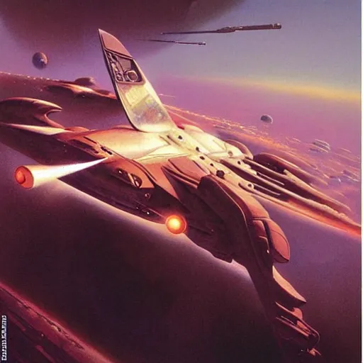 Image similar to science - fiction novel cover art by peter elson, syd mead, detailed, cinematic,