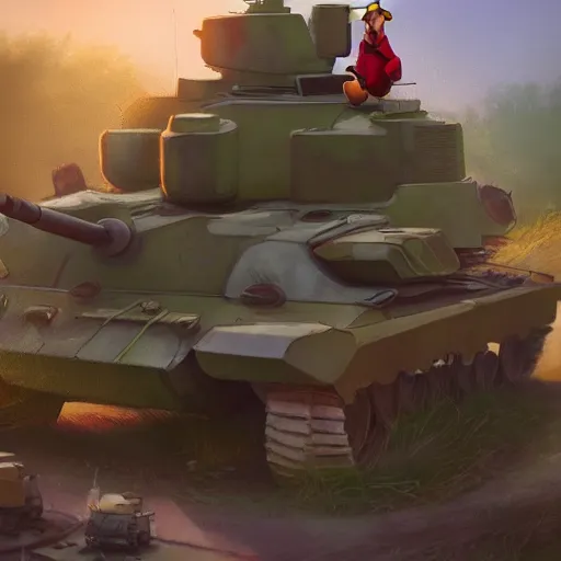 Image similar to winnie the pooh sitting down on road blocking chinese tanks, detailed defiant face, soldiers approaching, award winning photography, extremely detailed, artstation, 8 k, dramatic lighting, incredible art, wlop, artgerm