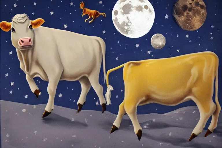 Image similar to the cow jumped over the moon