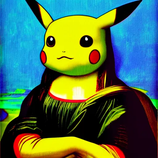 Prompt: Beatiful oil painting of a Pikachu Mona Lisa, cyber punk