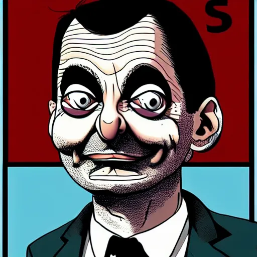 Prompt: portrait of mr. bean as a mad scientist by becky cloonan