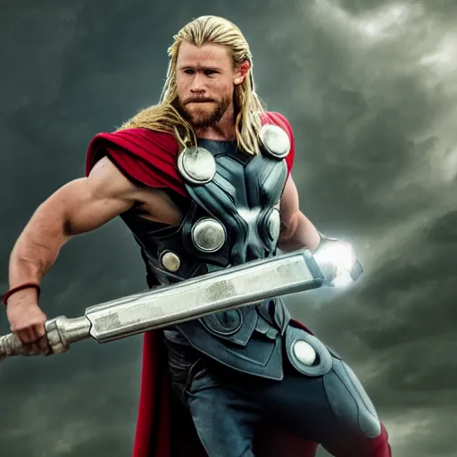 Image similar to baddas photo of thor holding hammer