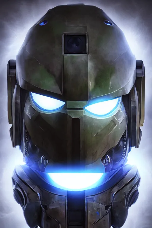 Image similar to robot ninja mask helmet halo master chief radiating a glowing aura global illumination ray tracing hdr fanart arstation by ian pesty and katarzyna da „ bek - chmiel