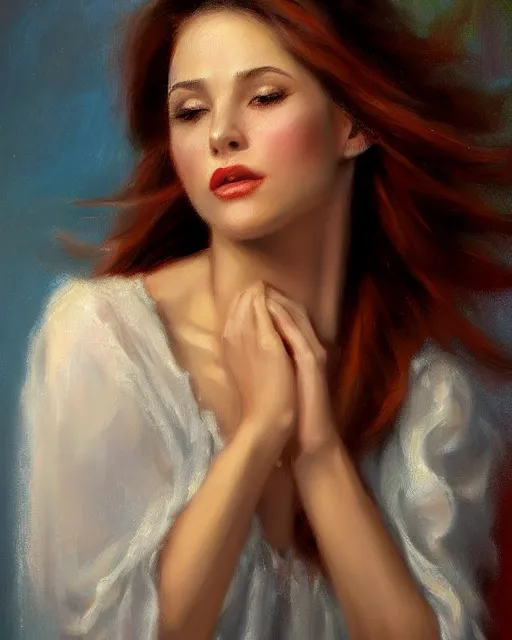 Image similar to A beautiful girl by Mark Arian, vintage, spring fine art with subtle redshift rendering