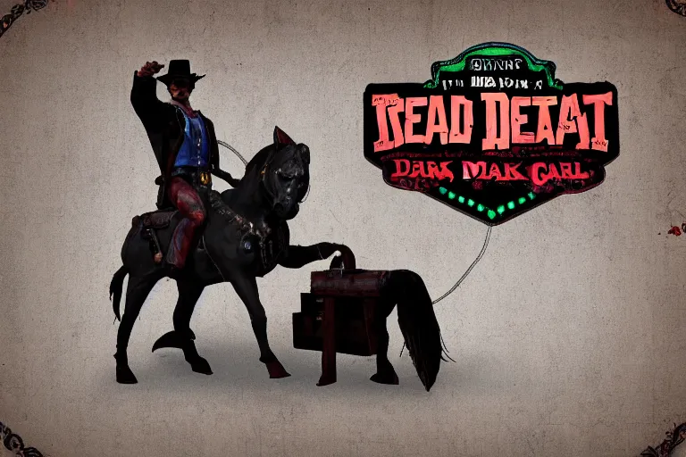 Image similar to 3d sculpt of an arched sign for a circus called 'the dark metal carnival', red dead redemption2, las vegas, artstaton, digital illustration