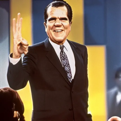 Prompt: Richard Nixon on Soul Train, 1971