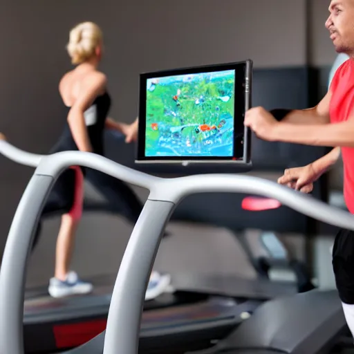 Prompt: world cartoon running on treadmil