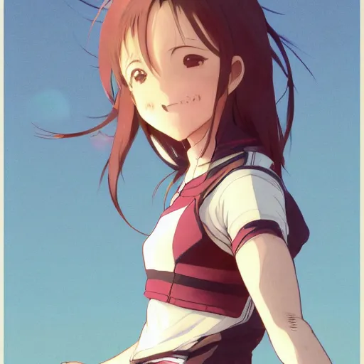 Image similar to a girl is running, smiling, sport clothing, anime style, short hair, hair down, symmetrical facial features, from arknights, hyper realistic, rule of thirds, extreme detail, detailed 4 k drawing, trending pixiv, realistic lighting, by alphonse mucha, greg rutkowski, sharp focus, backlit, high budget show