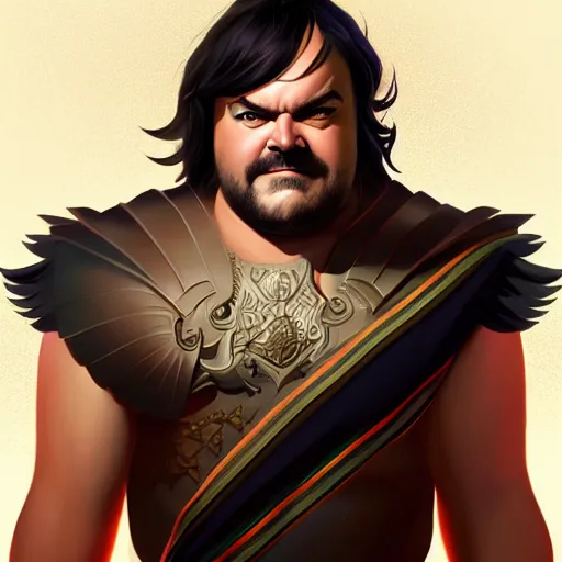 Prompt: jack black as the god hermes, male, portrait, sharp focus, digital art, concept art, dynamic lighting, subsurface scattering, photoreal, trending on artstation, by emylie boivin and rossdraws
