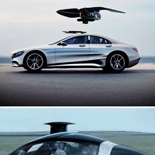 Image similar to Image of a prototype S1000 flying Mercedes car, top image of all time on /r/Futurology subreddit