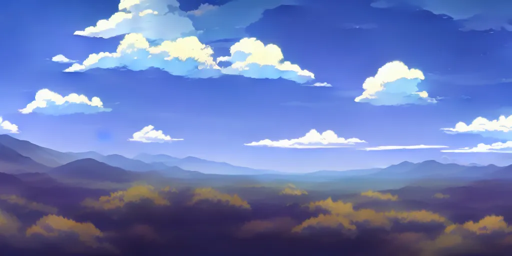 Image similar to wide view shot of the sky. matte painting, anime, studio ghibli. professional digital painting, artstation, concept art, smooth, beautiful, cinematic