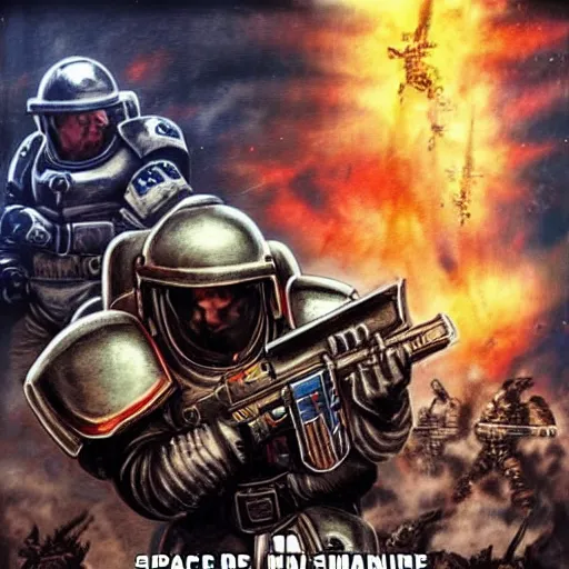 Prompt: Space Marines as an action movie poster