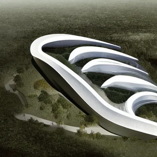 Image similar to westworld in zaha hadid style