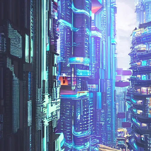 Prompt: side view cyberpunk city in the sky, technology, future, many building chinese style