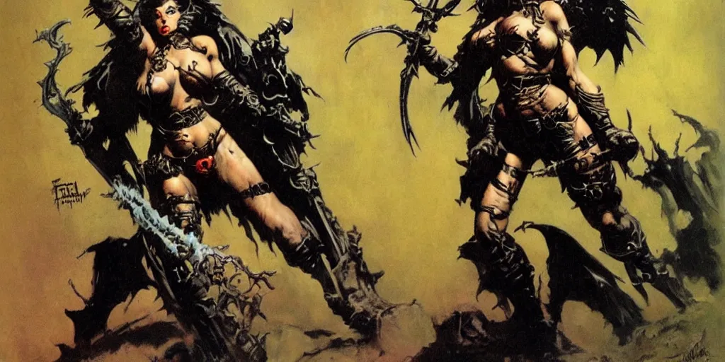 Image similar to female death dealer by frank frazetta