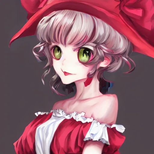 Image similar to full headshot portrait of Remilia Scarlet from Touhou, drawn by WLOP, by Avetetsuya Studios, attractive character, colored sketch anime manga panel, Remilia Scarlet from Touhou, trending on artstation