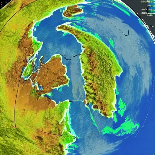 Image similar to this is a land on an unforgiving world of churning oceans and jagged coastlines. every habitable island is situated somewhere along the planet's equator where the weather is still volatile but more hospitable than any points to the north or south