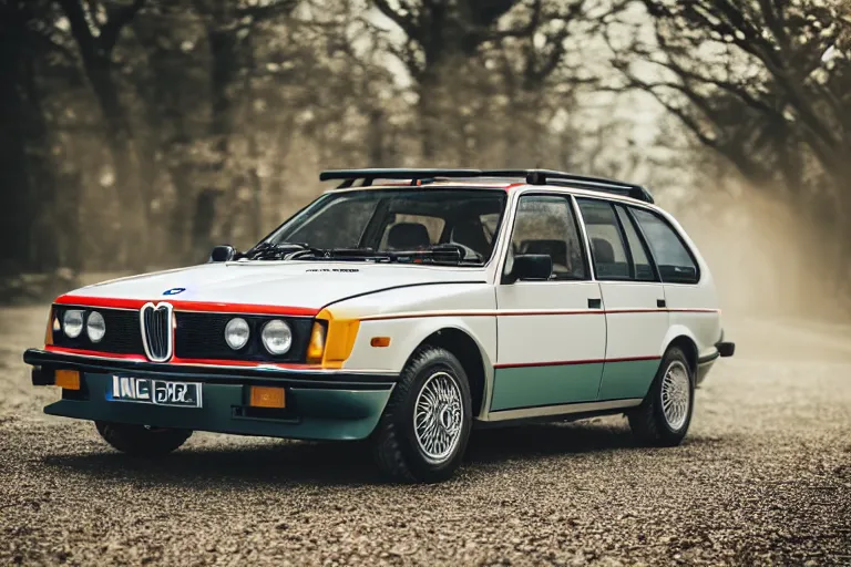 Prompt: 1975 Lancia Delta Integrale BMW M1 estate wagon, XF IQ4, 150MP, 50mm, F1.4, ISO 200, 1/160s, natural light, Adobe Photoshop, Adobe Lightroom, photolab, Affinity Photo, PhotoDirector 365