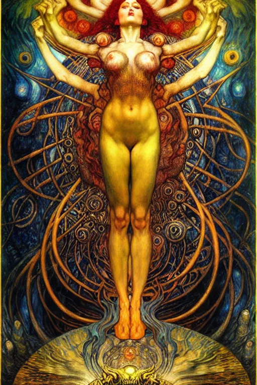 Image similar to Divine Chaos Engine by Karol Bak, Jean Delville, William Blake, Gustav Klimt, and Vincent Van Gogh, symbolist, visionary