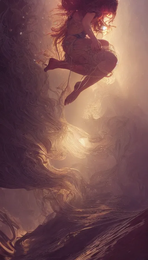 Image similar to jump, fibonacci, sweat drops, insane, intricate, highly detailed, digital painting, artstation, concept art, smooth, sharp focus, illustration, Unreal Engine 5, 8K, art by artgerm and greg rutkowski and alphonse mucha