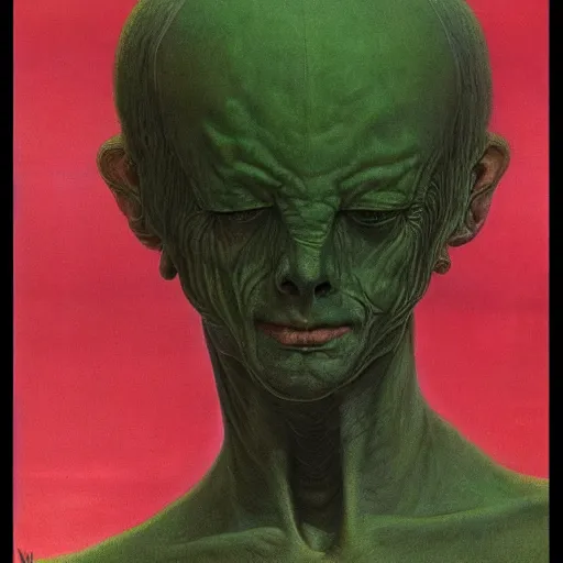 Image similar to dreamer with green clothes by wayne barlowe