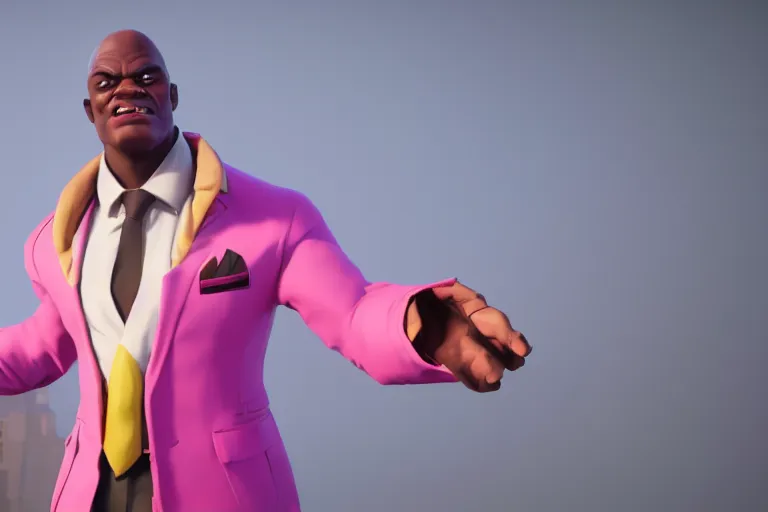 Prompt: doomfist, pink blazer, overwatch game, digital art, high detailed, unreal engine, artstation, 3 d render