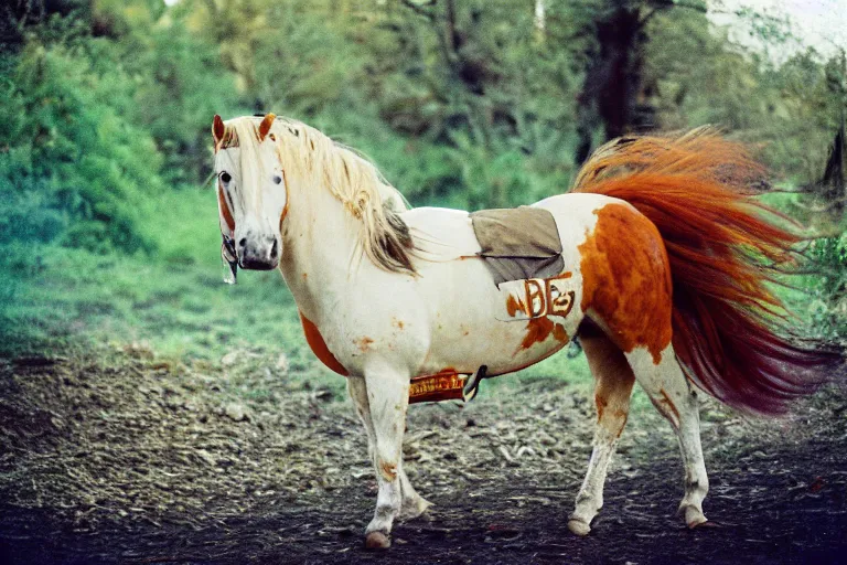 Image similar to a photo of an angry potato stallion in its natural habitat, kodak ektachrome e 1 0 0 photography