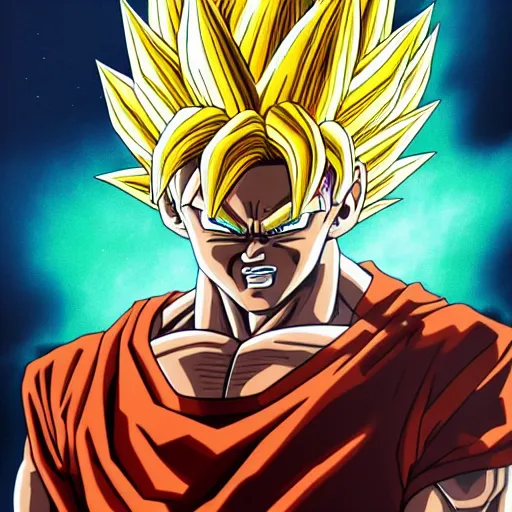 Image similar to ultra realistic portrait painting of barak obama as super saiyan 3 goku, art by akira toriyama, 4 k, dragon ball artstyle, cel shaded, highly detailed, epic lighting