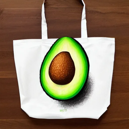 Prompt: Avocado Design on a Totebag, Concept Product