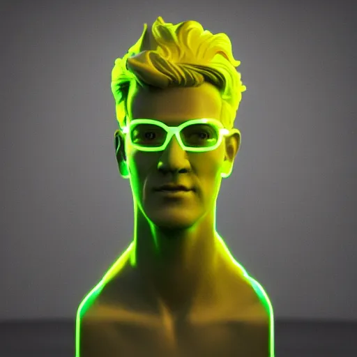 statue of david michelangelo bust with neon glowing Stable Diffusion
